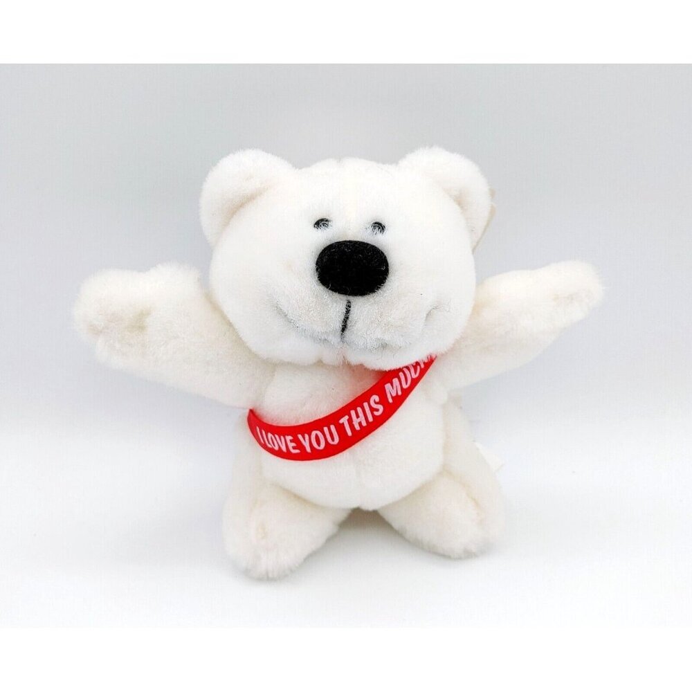 Russ Berrie White Bear Caress Soft Pets Plush Valentino I Love You This Much 7"